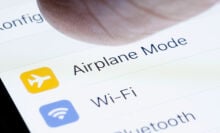 The airplane mode icon is displayed on an iPhone.