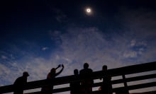 People watching a total solar eclipse