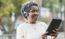 woman listening to audio book