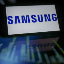 Samsung logo on phone screen