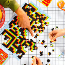 people completing puzzle