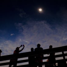 People watching a total solar eclipse