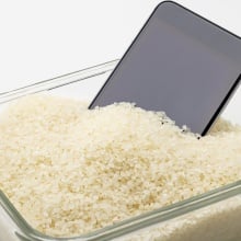 Dead phone inside a bowl of rice