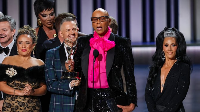 RuPaul accepts the Outstanding Reality Competition Program award for "RuPaul's Drag Race" onstage during the 75th Primetime Emmy Awards at Peacock Theater