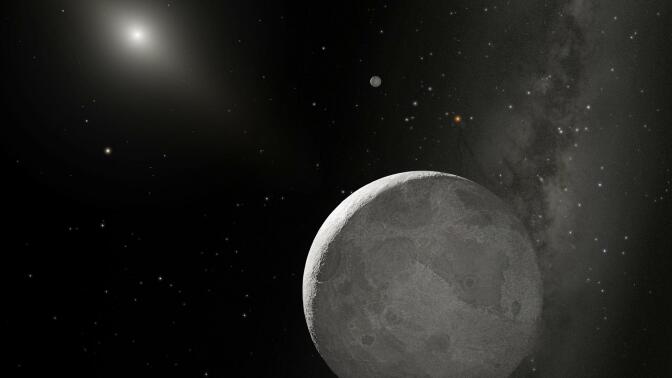 Two Kuiper Belt objects in the distant solar system (illustration)