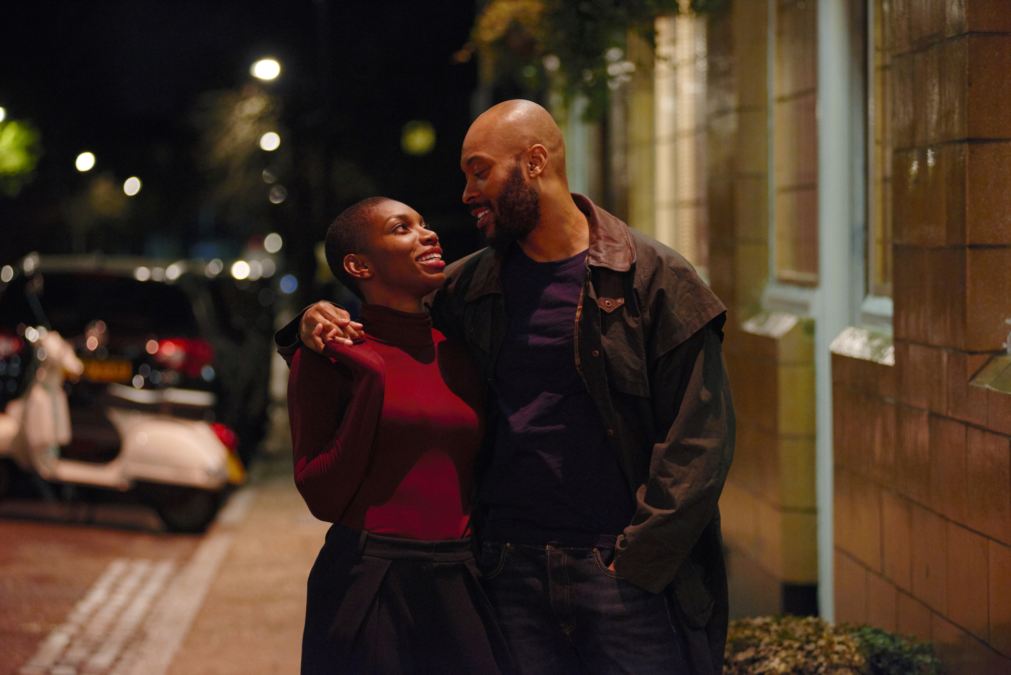 A scene from "Been So Long": happy couple on the street