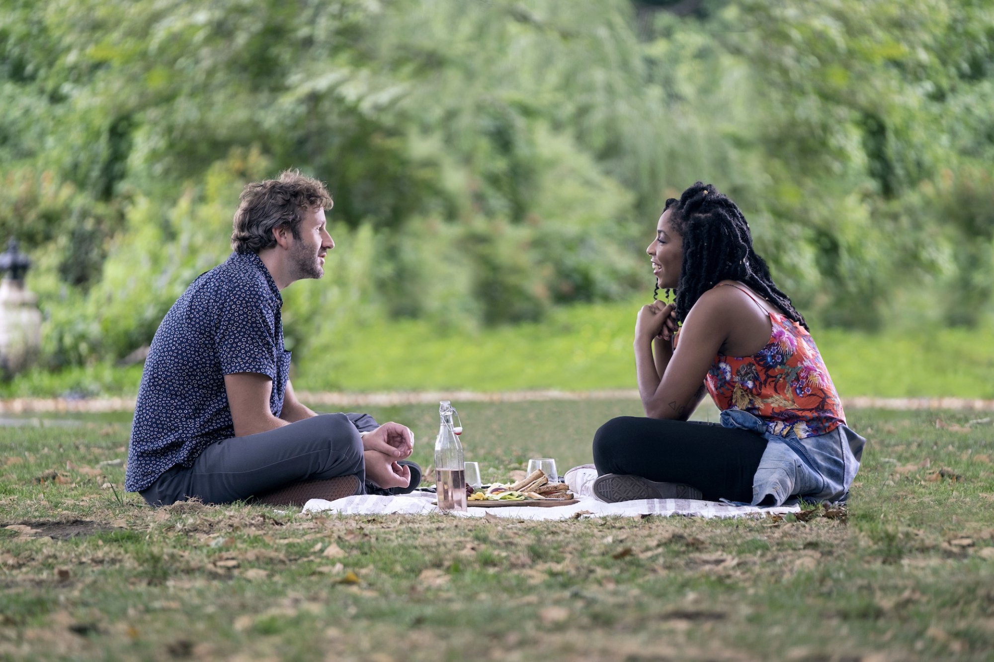 A scene from "The Incredible Jessica James": couple having a picnic