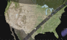 Path of totality crossing the United States during April 2024 solar eclipse
