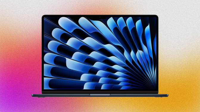 macbook air 15-inch against a colorful background